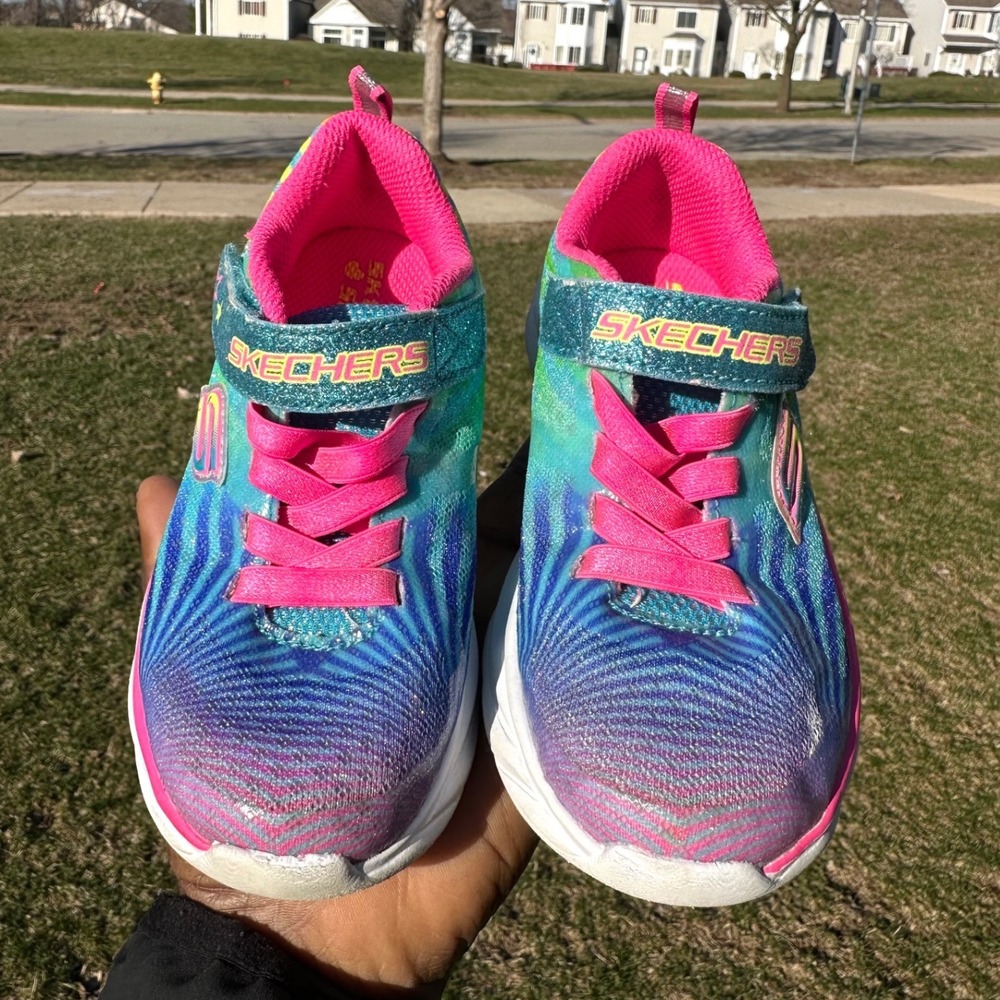 Skechers Kids Pepsters Colorbeam Sneakers Toddler Size 11 Pink Rainbow Multi - Picture 6 of 13